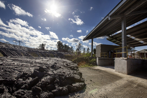 The lava flow which came within feet of the transfer station in Pahoa, Hawaii (Photo: AP) The lava flow which came within feet of the transfer station in Pahoa, Hawaii (Photo: AP)
